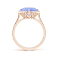 thumbnail image 2 of ANGARA Natural Claw-Set Cushion 3.8 ct Tanzanite Cocktail Halo Ring in 14K Rose Gold for Women (Size-9mm) | December Birthstone, Birthday, Anniversary, Jewelry Gift for Women | Natural Tanzanite Ring, 2 of 8