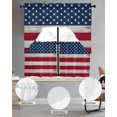 thumbnail image 2 of Wooden American Flag Swag Kitchen Curtains Sets for Windows 24 Inch Length, Independence Day Star Striped Flag Short Window Curtain Panels Swags Valances and Tiers 3 Piece Set for Cafe/Dining Room, 2 of 5
