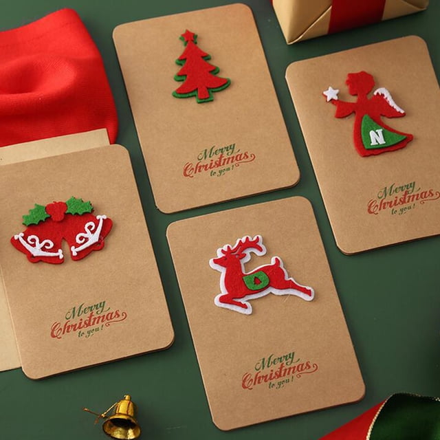 Christmas Greeting Cards with Envelopes Vintage Kraft Paper Christmas Greeting Card Blessing Gift Card with Envelope Blank Christmas Cards with Envelopes