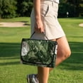 thumbnail image 3 of COEQINE Bag-Style Foldable Golf Cart Seat Cover, Compact Carry Design with Handle, Universal 51.2"x30.3" for Most 2-Seaters, Quilted Polyester, 4 Front Pockets, Golf Ball Green Camo, 3 of 8