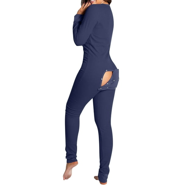 Aunavey Womens One Piece Pajamas Bodycon Jumpsuit Union Suit with