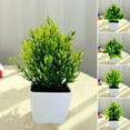 thumbnail image 5 of Mdesiwst Artificial Potted Green Plants Plastic Faux Greenery Bonsai Indoor Outdoor Desktop Decoration 1Pc, 5 of 6