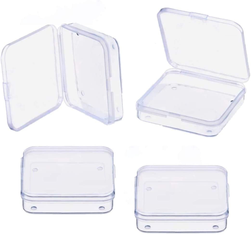 6 Pcs Clear Plastic Storage Boxes with Lids, Rectangular Containers for Pills, Jewelry, Beads, Herbs, Craft Supplies Organizer
