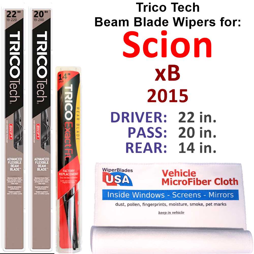2015 Scion xB Beam Blade Wipers (Set of 3) w/Rear Wiper