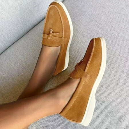 

PEASKJP Running Shoes Women Breathable Casual Lightweight Sporty Breathable Slip On Shoes Memory Foam Fashion Shoes Brown 7.50