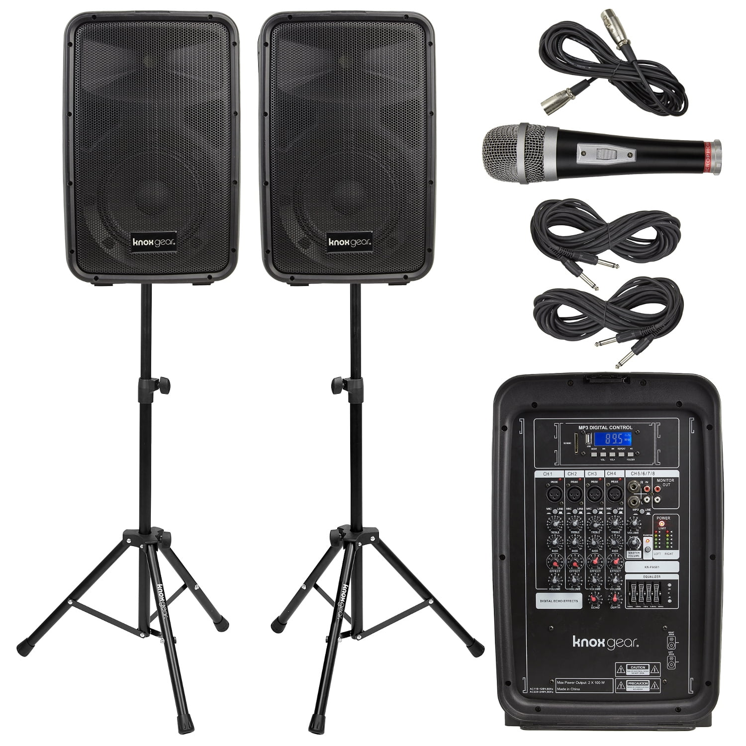 Knox Gear 8inch Active Loudspeakers Combo Set with USB, SD and