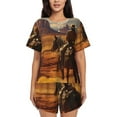 thumbnail image 1 of Balery Western Desert Cowboy Cloud Conjunto de Pijama para Mujer con Estampado, Dos Piezas de Manga Corta y Shorts, Ropa de Dormir Suave con Cuello Redondo y Bolsillos-4X-Large, 1 of 6