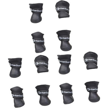 3pcs Boots- Pet Shoes Medium Black Slip Outdoor Dog Adjustable Cute Rain Paws Puppy Weather Paw Anti- Small Cats Snow Candy Walking L Protectors and Cover Bootie Rubber Puppy Uggs