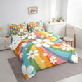 thumbnail image 3 of Manfei Groovy Flower Twin Bedding Sets 7pcs for Girls, Cartoon Rainbow Bedding Comforter Set, Cute Floral Sheet Sets Super Cozy Room Decor, 3 of 8