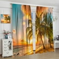 thumbnail image 5 of Tropical Beach Curtains, Ocean Beachy Sunset Palm Tree Sea Seaside Landscape Rod Pocket Blackout Window Treatments for Living Room Bedroom, 84" W X 84" L, 5 of 6