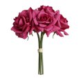 thumbnail image 1 of Matsuzay Rosas artificiales 5 cabezas flores falsas novia ramo de boda toque Real romántico para ceremonia fiesta foto Prop diseño Decoración Rosa roja, 1 of 6
