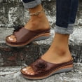 thumbnail image 5 of Ruyang Womens Fashion Sandals Cutout Leather Flower Open Toe Wedge Platform Sandals Womens Slip on Sandals Size 5, 5 of 9