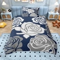 thumbnail image 2 of Erosebridal Navy Gray White Twin Bedding, Romantic Rose Flower Duvet Cover Set for Girls, Navy Reversible, 2pcs 1 Duvet Cover and 1 Pillowcase, No Comforter, 2 of 5