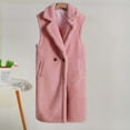 thumbnail image 2 of Oksale Faux Fur Vest for Women Plus Size Mid Length Sleeveless Vests Casual Lapel Jackets with Pckets Solid Color Tank Jacket Soft Cozy Warm Winter Fall Outerwear 2025 Pink S, 2 of 4