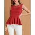 thumbnail image 5 of Allegra K Women's Lace-Paneled Semi Sheer Crew Neck Sleeveless Peplum Blouse, 5 of 6