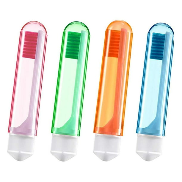 Kit de cepillo de dientes de viaje, incluye funda protectora y tubo de pasta de dientes recargable, almacenamiento ventilado para un secado rápido, cerdas suaves y diseño plegable para ahorrar