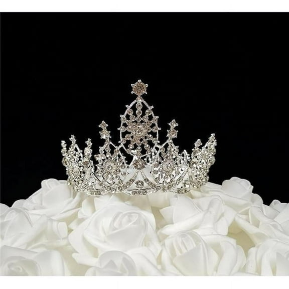 Tian Sweet 34043-SV 3.8 oz Medium Princess Crown Cake Topper - Silver