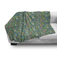 thumbnail image 2 of Christmas Soft Flannel Fleece Throw Blanket, Colorful Doodle Elements Cheerful Layout Kittens Trees and Ornaments, Cozy Plush for Indoor and Outdoor Use, 50" x 70", Teal and Multicolor, by Ambesonne, 2 of 5