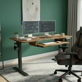 thumbnail image 2 of CHITOOMA Electric Standing Desk with Keyboard Tray, 55" x 24" Height Adjustable Stand Up Desk with 4 Memory Height Setting and Headphone Hook for Home Office, Brown, 2 of 6