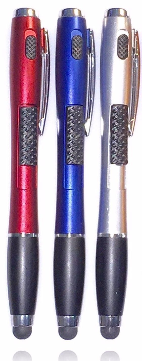 Mini Pen With Clip 3 in 1 Red Laser Pen Ballpoint LED Flashlight Light Lamp 