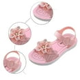 thumbnail image 4 of Krdevn Girls Flower Decor Open Toe Sandals Rhinestone Accent Adjustable Buckle Comfortable Summer Vacation Shoes,11-11.5 Years, 4 of 5