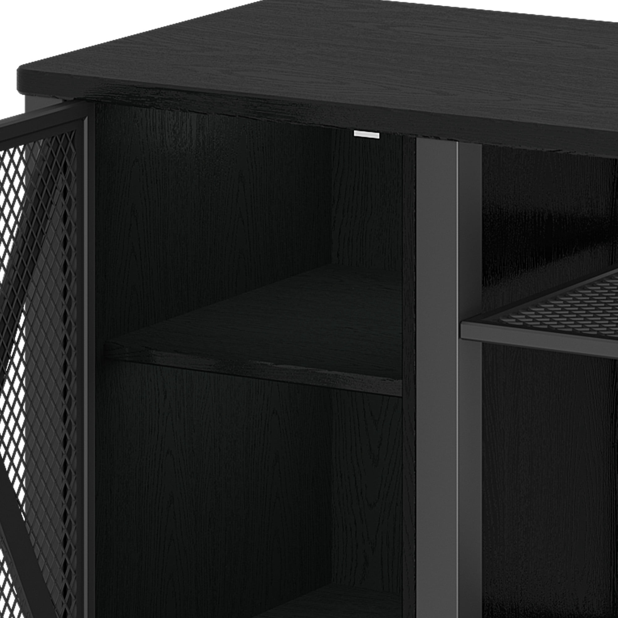 Uforic 52"Modern Farmhouse TV Stand with Power Outlet for TVs up to 60" - Black