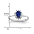 thumbnail image 2 of White Sterling Silver Ring Band Gemstone Sapphire Oval Blue Diamond, 2 of 2