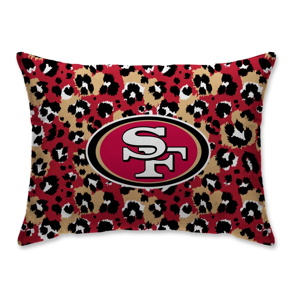 San Francisco 49ers Leopard Plush Bed Pillow Red