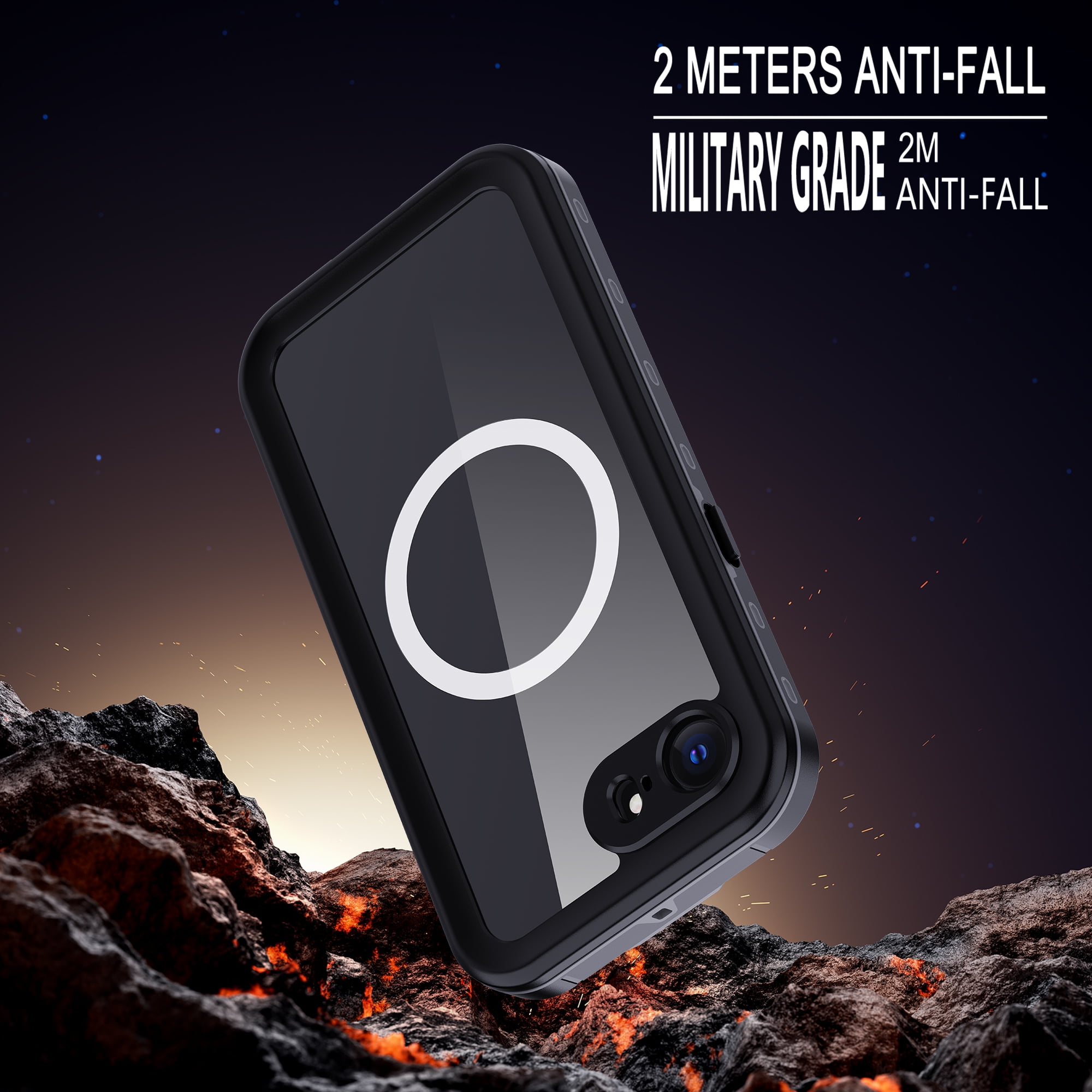 Dteck for iPhone 16e Waterproof Case, Shockproof Dustproof Case with Built-in Clear Screen Protector, Full Body Heavy Duty Sealed Protective Cover for iPhone 16e 6.1" 2025,Black