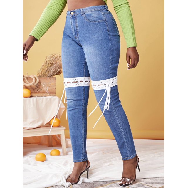 Jeans Talla Extra Extraíbles y Cordones Rosegal Vaqueros de talla grande