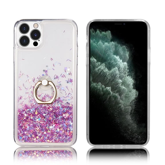 Bemz Waterfall (Liquid Glitter Stand Holder) Case Compatible with iPhone 14 Pro - Pink Purple