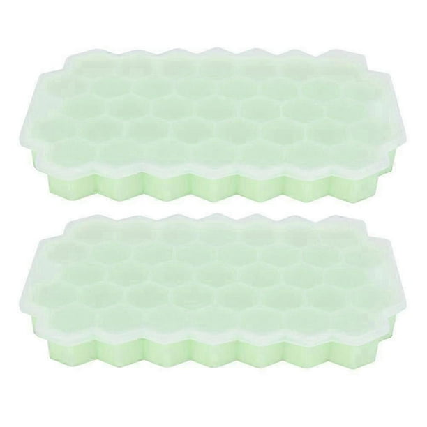 Flexible silicone ice trays with 37 grids, ice cube molds with lid for kitchen, DIY making tool