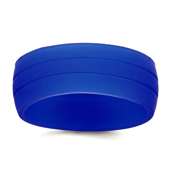 Silicone Blue 8.50mm Grooved Band Size 10 Ring for Women and Men