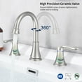 thumbnail image 3 of Hassch 3-Hole 8 inch 2-Handle Brushed Nickel Widespread Bathroom Faucets with Cartridge Valve, Upgraded Overflow Pop-Up Drain Stopper and cUPC Water Supply Hoses, 3 of 8