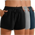 thumbnail image 1 of Plebaso Womens Drawstring Sweat Shorts 3 Pack Elastic High Waisted Running Athletic Shorts with Pockets, 1 of 7