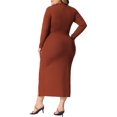 thumbnail image 3 of GRACE & GRANDEUR Women's Plus Size Bodycon Dress Knee Slim Cut Out Dresses 2023 3X Caramel, 3 of 6