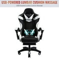 thumbnail image 2 of Ergonomic Computer Desk Office Chair with Lumbar Massage Footrest Wheels White, 2 of 12
