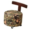 thumbnail image 2 of Lipstore Pouf Mobile Tabouret Roulant avec Roues Accent Chaise de Coiffeuse à Roulettes pour Changer de Chaussures Repose-Pieds pour Couloir Appartement Ferme Vert Floral, 2 of 8