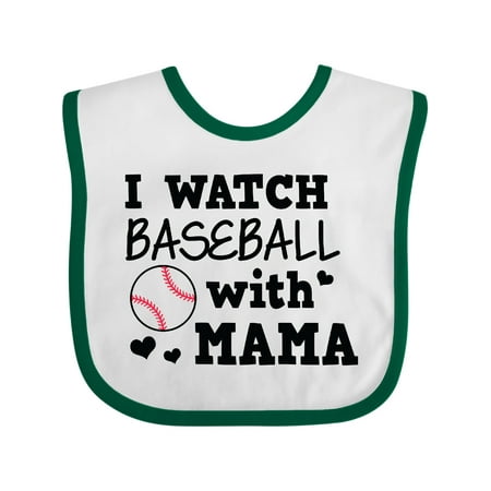 

Inktastic I Watch Baseball with My Mama Gift Baby Boy or Baby Girl Bib