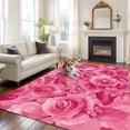 thumbnail image 2 of Large Area Rugs for Living Room Bedroom, Valentine's Day 5'x8' Rug Washable Carpet Runner Indoor Outdoor, Pink Roses Floral Butterfly Romance Non Slip Floor Mats Rug for Kitchen, Bathroom, 2 of 8