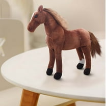 Blueek 12 Inch Simulated Horse Doll - White & Brown Mane - Christmas Gift - Handmade Craftsmanship - Sofa Decoration(Style A)