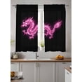 thumbnail image 4 of Sheer Curtains 72 Inches Long 2 Panels Set for Bedroom, Dragon Flames Semi Sheer Curtains for Windows, Purple Dragons Abstract Modern Art Voile Window Treatments Rod Pocket Curtain, 4 of 7