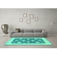 thumbnail image 3 of Ahgly Company Machine Washable Indoor Rectangle Oriental Turquoise Blue Traditional Area Rugs, 3' x 5', 3 of 4