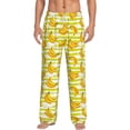 thumbnail image 2 of Lsque Bananas On A Striped Print Men's Pajama Pants, Lounge Pant - Comfortable Home Wear,Elastic Waistband, Stylish Design-Small, 2 of 9