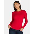 thumbnail image 6 of No Boundaries Ribbed Crewneck Tee with Long Sleeves, 1 or 2-Pack, Women's & Women's Plus XXS-XXL, 6 of 6