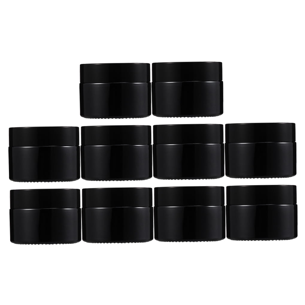 SKISUNO 10Pcs Black Glass Cosmetic Container Durable Cream Jar Packaging