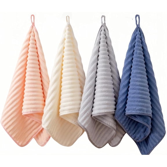 MORAVE 4PCS 14x29.6inch Quick Dry Microfiber Hand Towel Set for Bathroom Kitchen