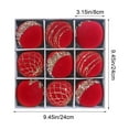 thumbnail image 3 of SCNOR Red Flocked Christmas Tree Ornaments, Set of 9 - 3 Inch (8cm) Glitter Plastic Hanging Balls for Holiday Decor, 3 of 6