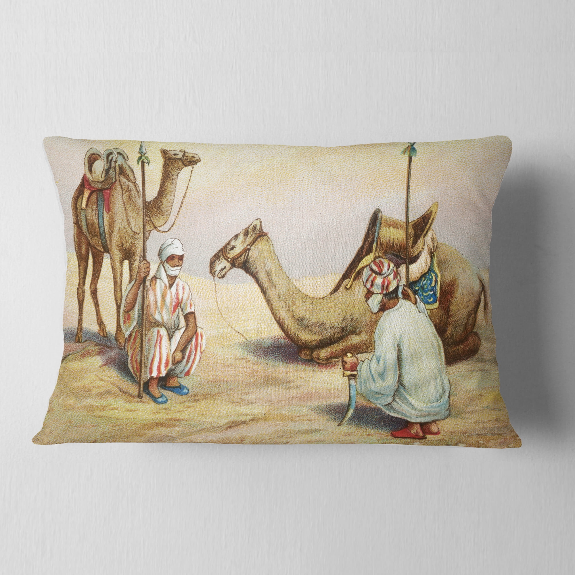 Designart Old Colonial Illustration - Contemporary Throw Pillow - 12x20