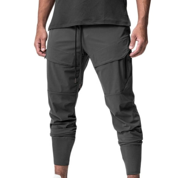 WREESH Men's Jogger Sweatpants Solid Drawstring Quick Drying Pinching Training Pants Quick Drying Hiking Pants Trousers Dark Gray